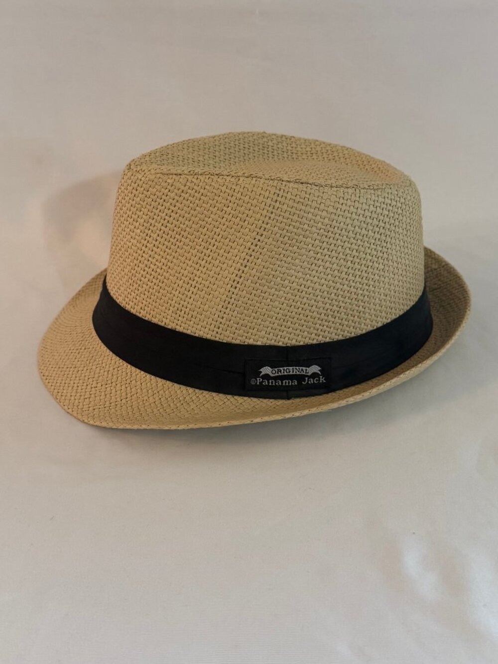 Original Panama Jack Fedora Sun Straw Hat Size Large Black Band #4100